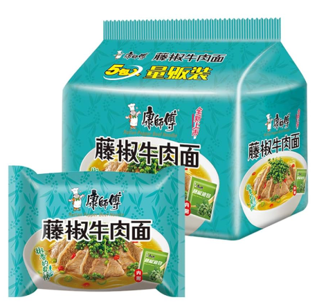 康师傅藤椒牛肉面5连包