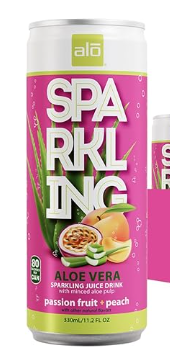 ALO Sparkling Aloe Vera Drink (Passionfruit&Peach) 330ml