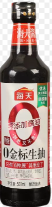 海天0金標生抽500ml 零添加胶瓶