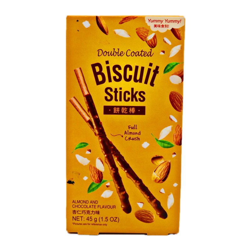 Double Coated Biscuits Sticks Alomond And Chocolate Flav 45g