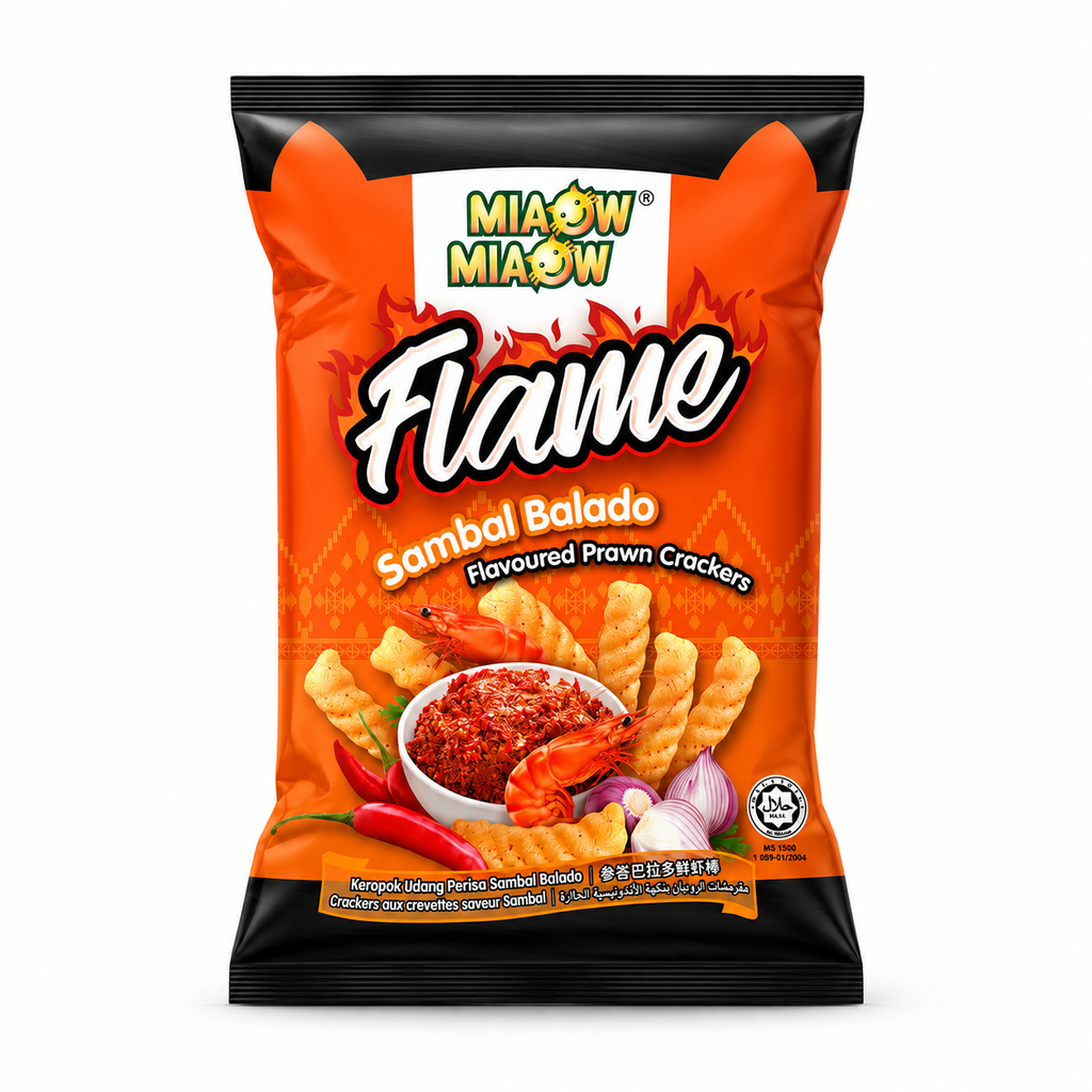 MIAOW MIAOW Flame Sambal Balado Prawn Crackers 50g