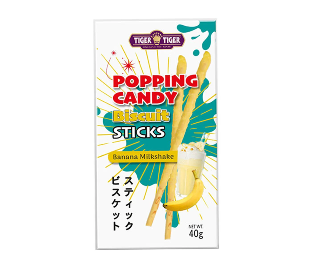 TT Popping Candy Biscuits Sticks Banana Milkshake Flav 40g