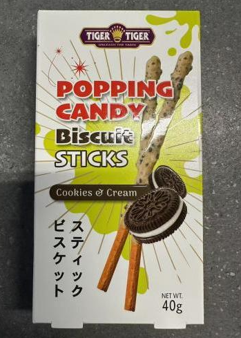 TT Popping Candy Biscuits Sticks Cookies Cream Flav 40g