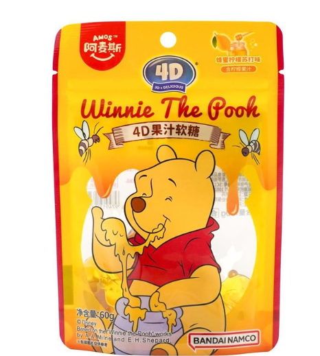AMOS 4D果汁软糖蜂蜜柠檬苏打味60g