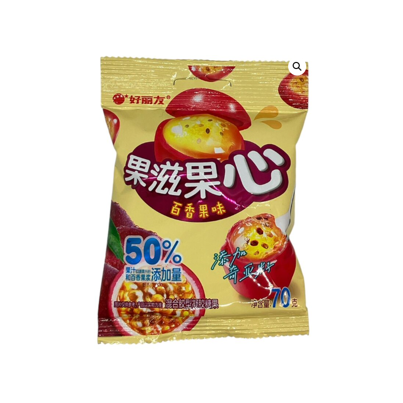 好丽友果滋果心剥皮软糖百香果味70g