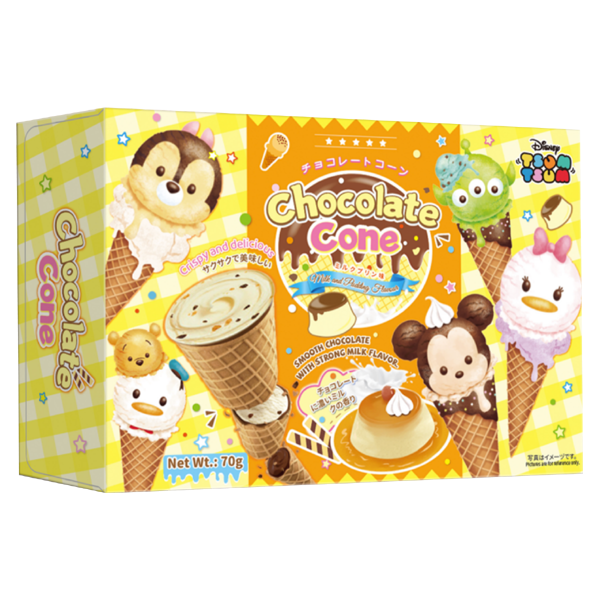 TSUMTSUM Biscuit Cone Milk and Pudding Flav Filling 70g