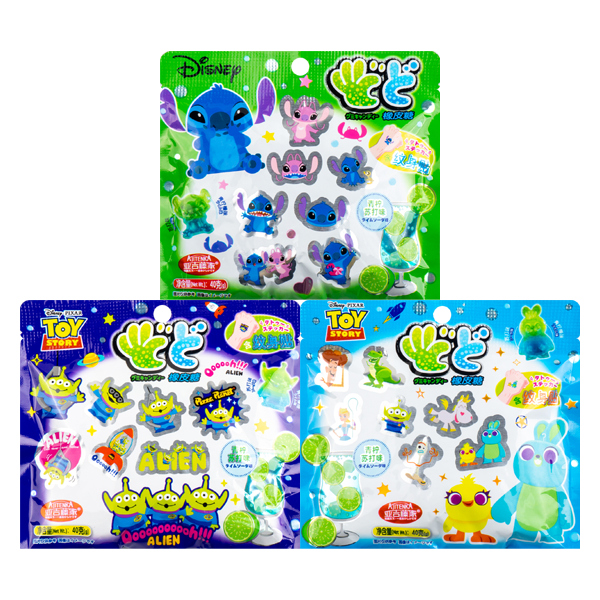 AJITENKA Disney Gummy Lime Soda Flav with Tattoo Stickers 40g