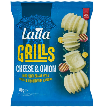 LAILA Grills Cheese & Onion Potato Snacks 80G