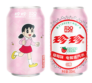 珍珍无糖电解质汽水草莓味330ML