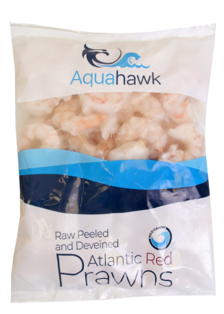 AQUAHAWK Raw Peeled Atlantic Red Prawns (10/20) 1KG