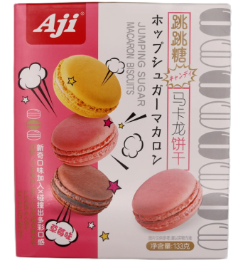 AJI Popping Candy Macaron Biscuit Strawberry Flavor 133G