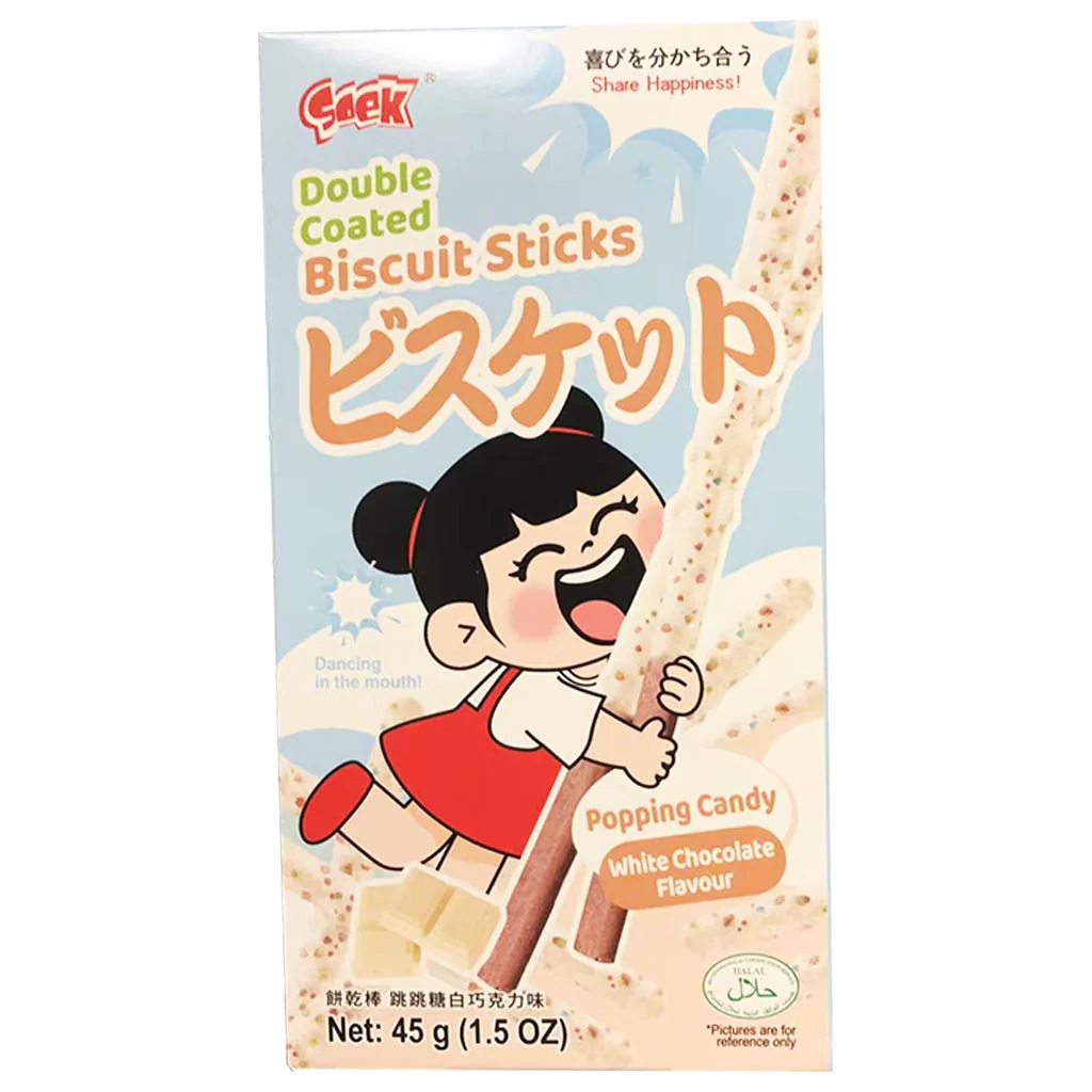 SOEK Biscuit Sticks Popping Candy White Chocolate 45g