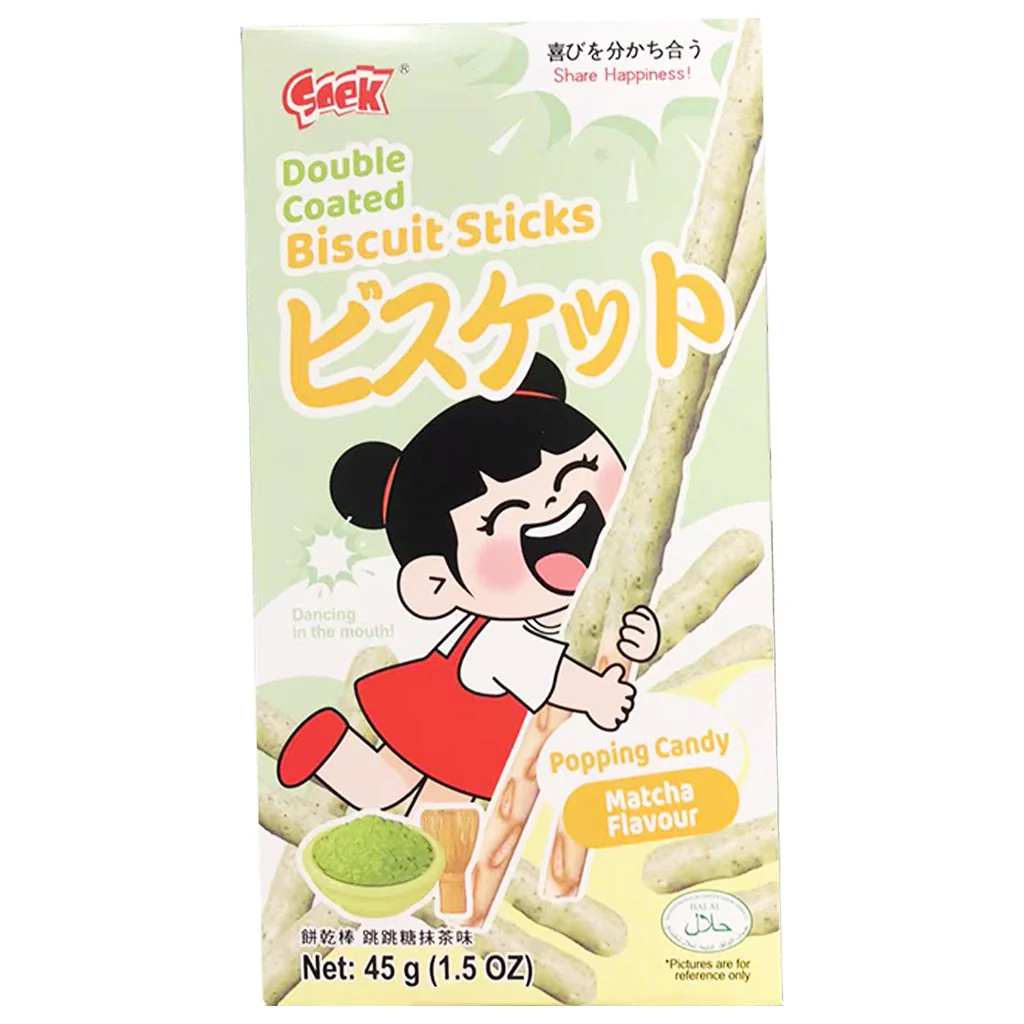 SOEK Biscuit Sticks Popping Candy Matcha45g