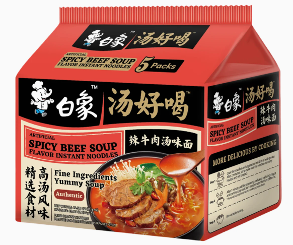 白象辣牛肉汤面五连包